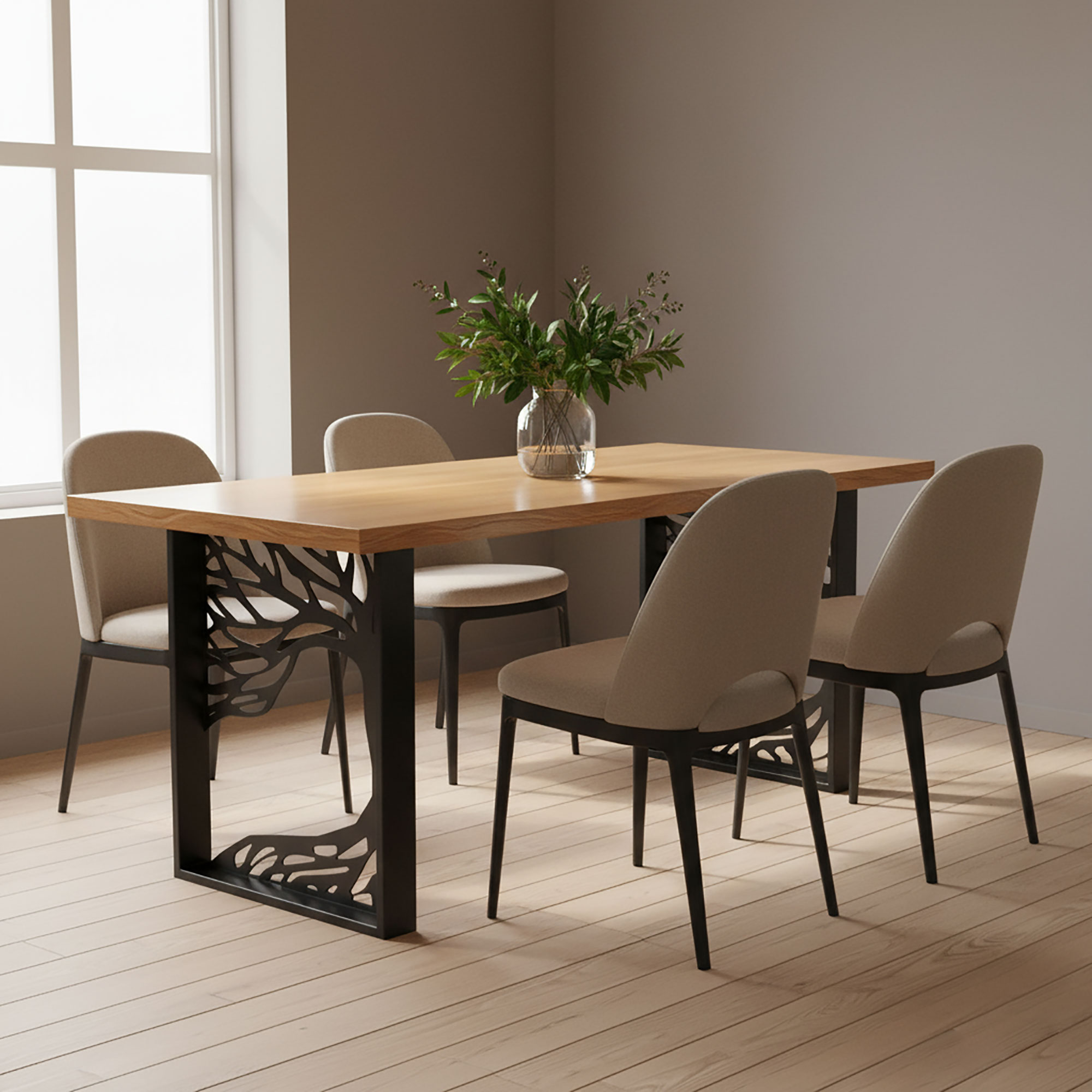 Tischrahmen-mit-Baum-Motiv-aus-80x20mm-Stahlprofilen_RWGMetal | Metallwarenfabrik