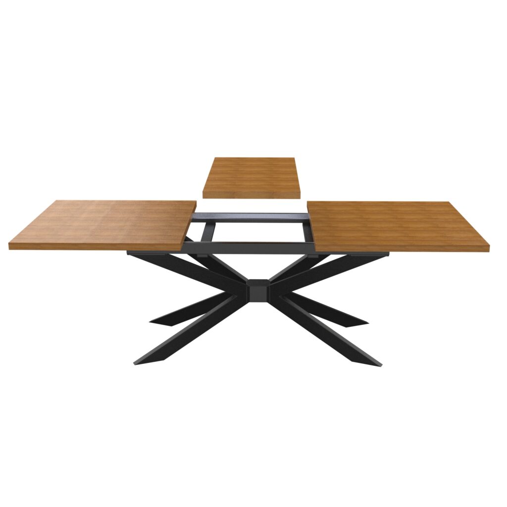 Ausziehbares Tischgestell 4V aus Metall mit Verstärkungsrahmen für Massivholzplatten