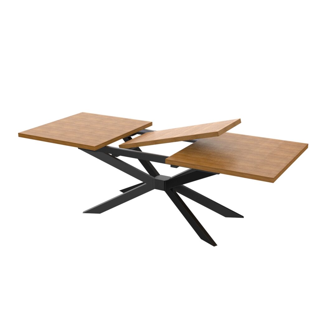 Ausziehbares Tischgestell 4V aus Metall mit Verstärkungsrahmen für Massivholzplatten