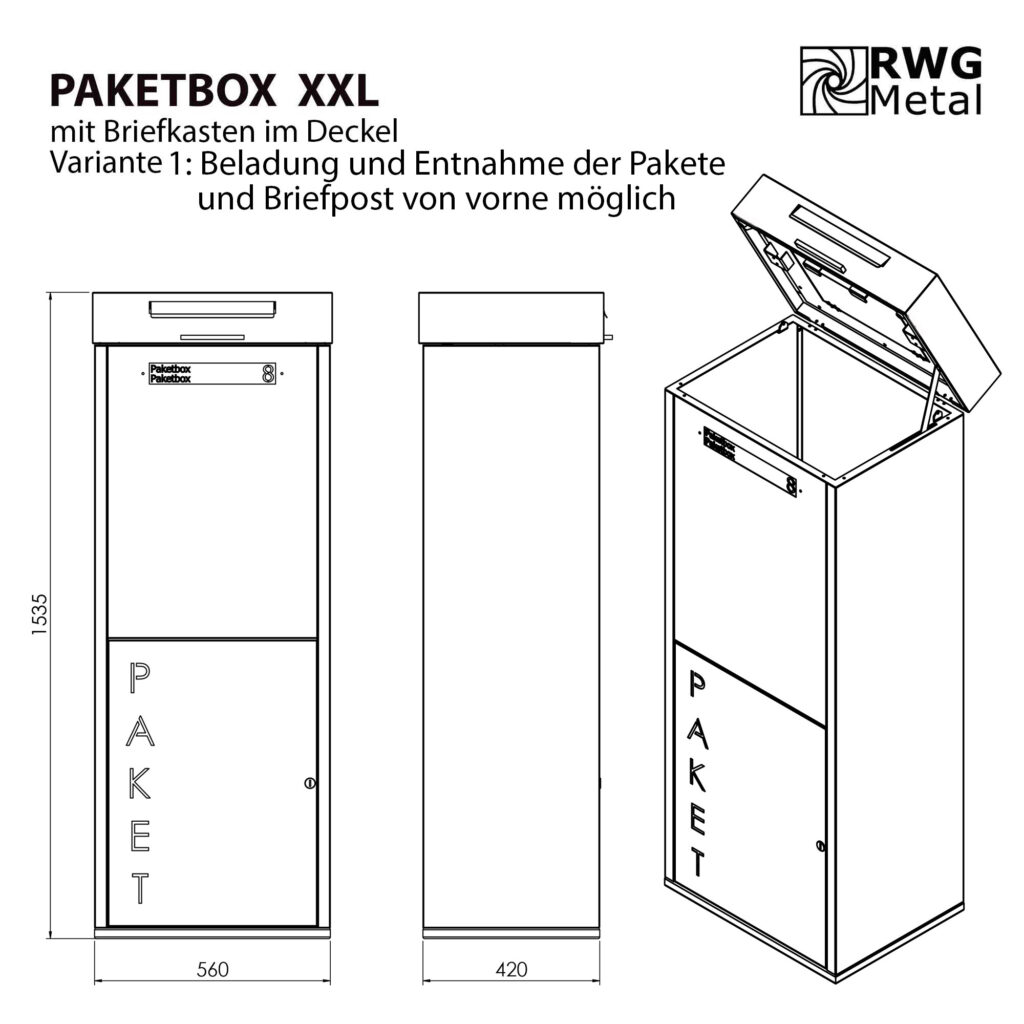 Paketbox Xxl F R Gro E Pakete Mit Briefkasten Im Deckel