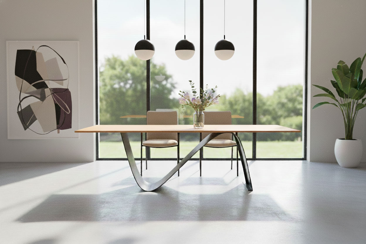 TISCHGESTELL-Wave-V2-fur-schwere-Holztischplatten_RWGMETAL | Metallwarenfabrik