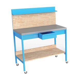 Arbeitstisch mit Lochwand auf Rädern 1011